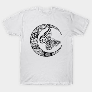 Moon & Flower Design T-Shirt